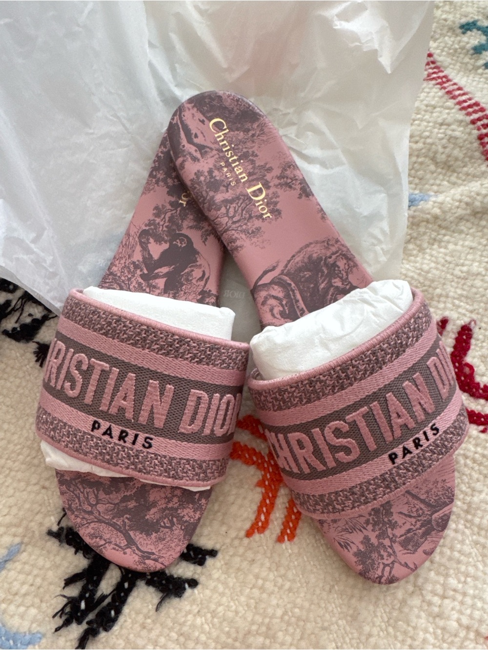 Christian Dior Pink Logo Slide Sandals size 40